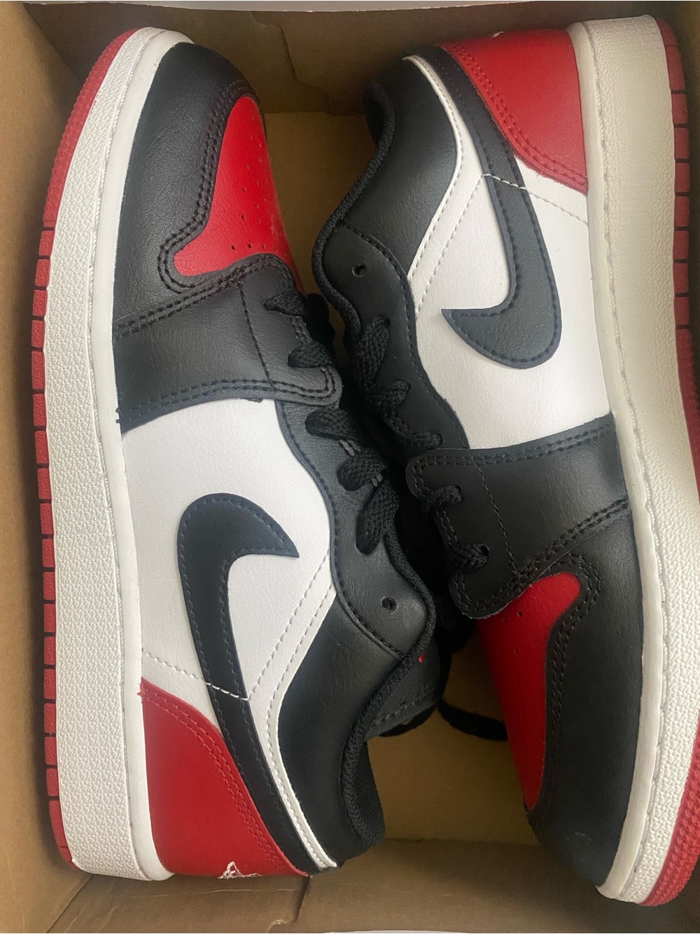 Jordan Kids' Black/White/Red Low-Top Sneakers